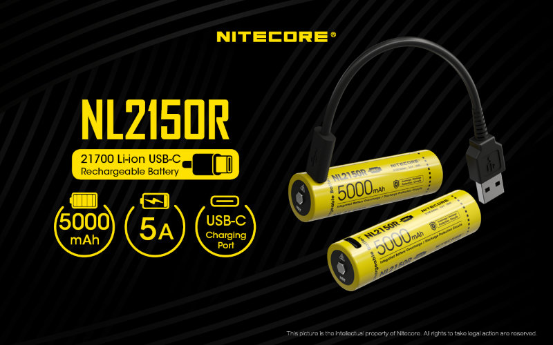 Аккумулятор Nitecore NL2150R/21700 TYP-C 3.7v 5000mA 5A