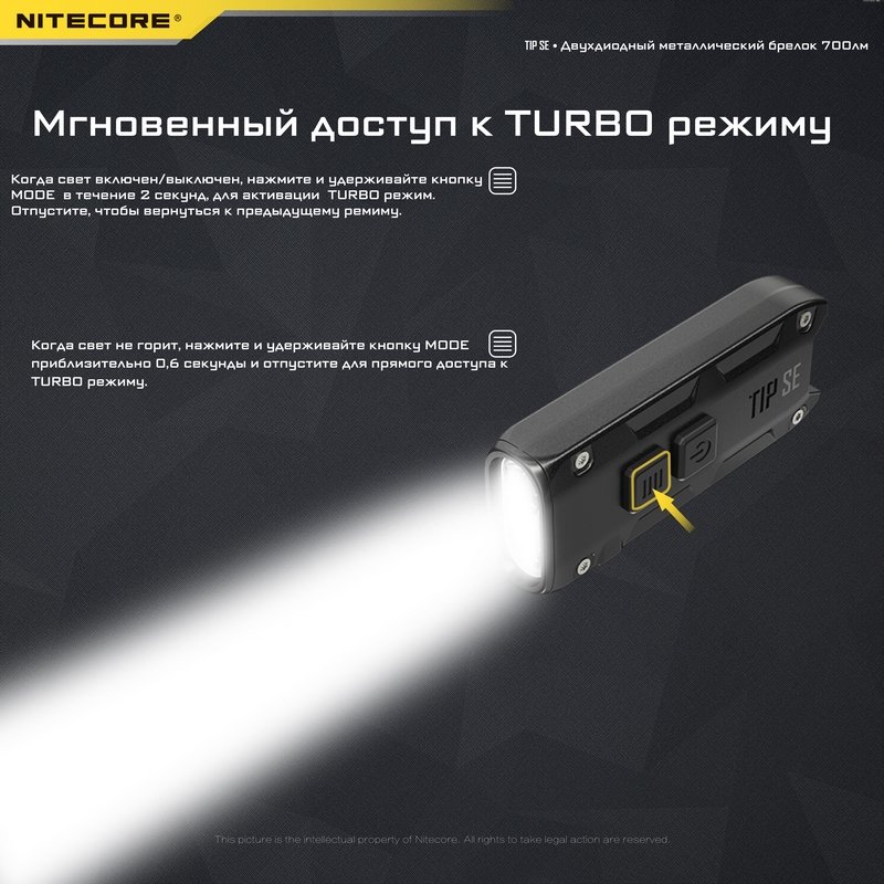 Наключный фонарь Nitecore TIP SE Grey 2* OSRAM P8