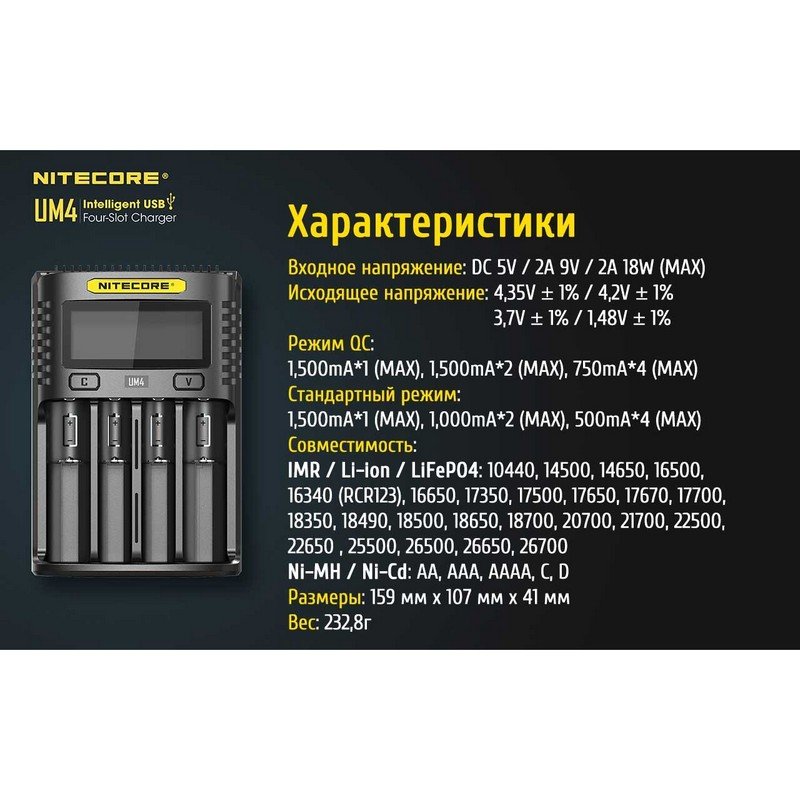 Зарядное устройство Nitecore UM4