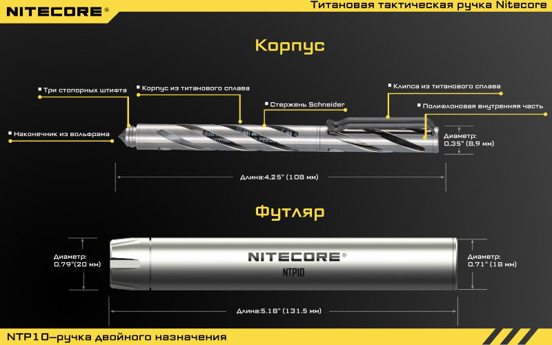 Тактическая ручка Nitecore NTP10