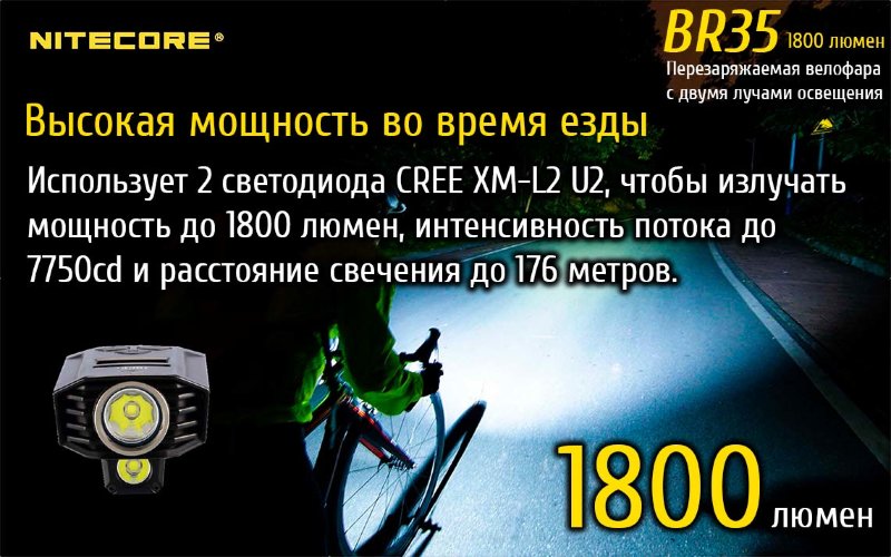 Велофара Nitecore BR35 Cree XM-L2 U2