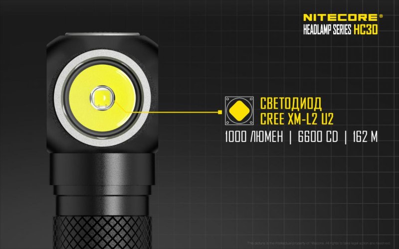 Налобный фонарь Nitecore HC30 Cree XM-L2 U2